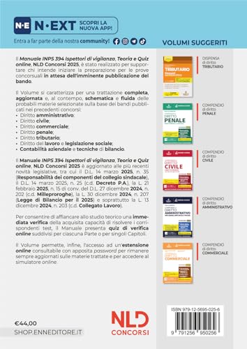 Concorso 394 Ispettori Di Vigilanza Inps. Manuale Con Tutte Le Materie. Teoria + Quiz 2025. Nuova Ediz. Con Espansione Online - 2