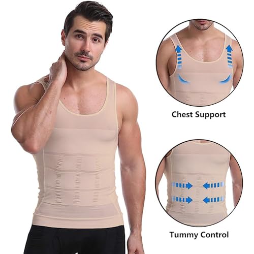 Mens Slimming Tank Top Body Shaper Compression Shirts for Men Slim Undershirts Abs Vest for Workout Abdomen (complexion, Medium)4