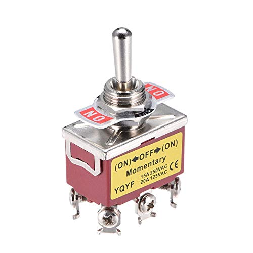 Esupport Silver Contact Momentary Car Univeral Heavy Duty 20A 125V Dpdt 6 Terminal On/Off/On Rocker Toggle Switch Metal Pack Of 5 #TOP4