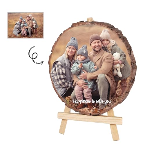 Marco de fotos personalizado con impresión fotográfica en astillas de madera con soporte, decoración de escritorio para el hogar, Navidad, cumpleaños, aniversario, regalo fotográfico personalizado