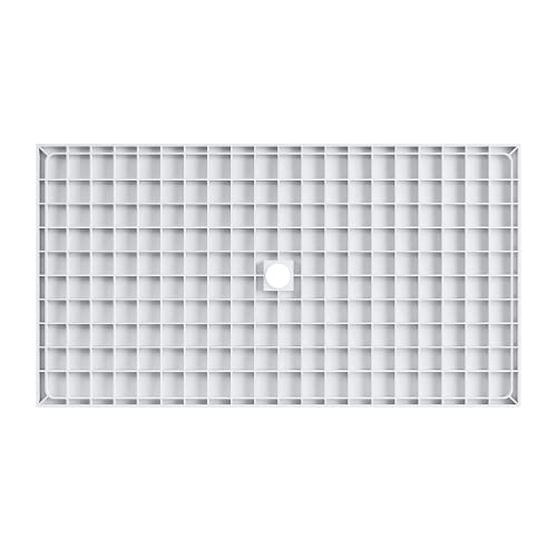 Sunny Shower Center Drain Shower Base 48'' L X 32'' W X 4'' H Double Threshold Anti-Slip Acrylic Shower Pan White, 48''X32'' #TOP7