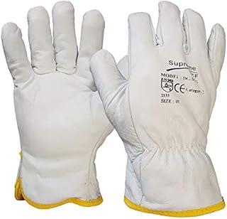 10 Pairs Driver Work Gloves Fleece Cotton Lined Soft Leather Lorry Drivers Safety (XL)