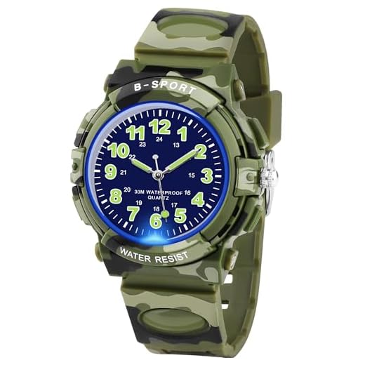 GUUMUXIN Montre analogique pour enfant avec lumières colorées pour garçons et filles - Montre d'apprentissage étanche à 30 m - Bracelet en TPU - Montre de sport d'extérieur pour 5-16 ans, Camouflage