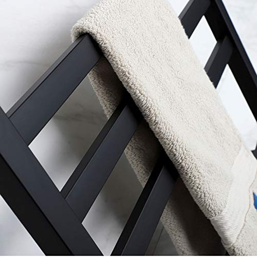 Radiador de baño eléctrico con Calentador de Toallas, Cromado, Recto, 600 x 825 mm, con tendedero calefactado e Interruptor, Blanco/Negro.(Black)