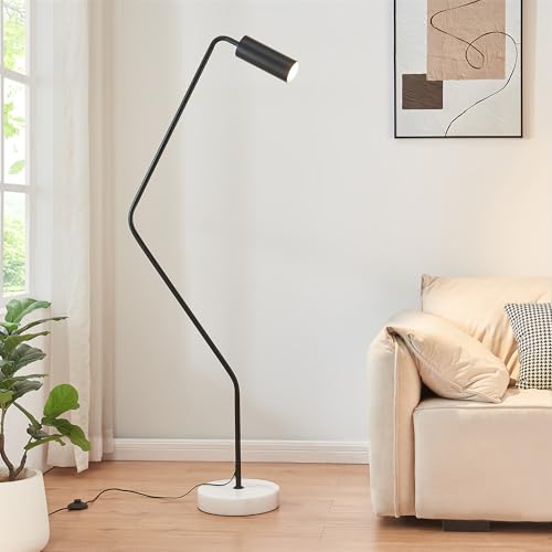 lux.pro Lampa podłogowa Elegancka lampa stojąca do salonu, sypialni, biura, dekoracyjna lampa do czytania z przełącznikiem nożnym GU10 metal, marmur biały, czarny