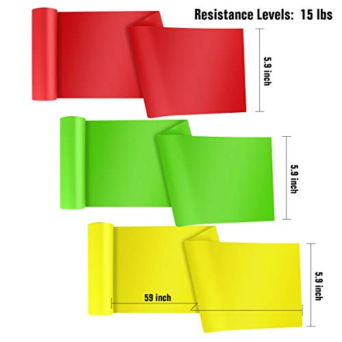 Haibei Resistance Bands Elastic Exercise Bands 3 Pack Physical Therapy Tension Band Recovery Band Workout Strength Training Bands For Women, Yoga, Arms,Upper Body And Shoulders (Red Yellow Green) #TOP1