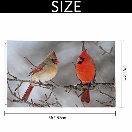 Yekiua Northern Cardinal Pair Flag 3X5 Outdoor Birds In Winter Snowy Tree Wildlife Animal Seasonal Double Sided Flags All Weather Long Lasting With 2 Brass Grommets #TOP1