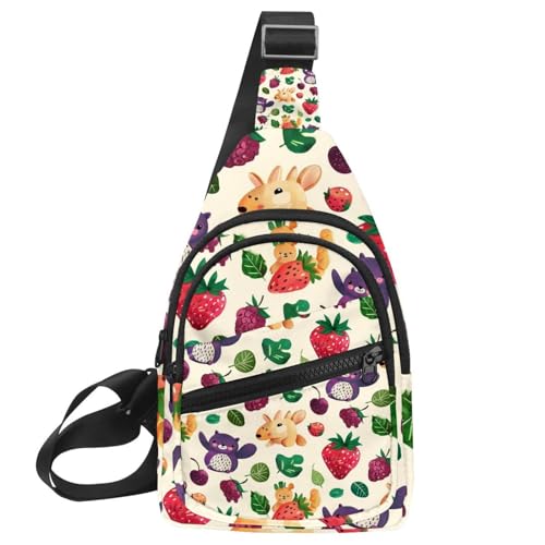 Sac à dos à bandoulière pour voyage et randonnée imprimé baies