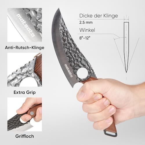 Matsato Küchenmesser Scharf mit Messerscheide Leder – Hochwertiges Kochmesser aus Japanischem Stahl, Klingenlänge 15 cm, Geschenk für Männer & Köche