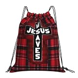 Borsa con Coulisse Jesus Saves Sacca da Ginnast Sportiva Borse da Palestra Stampate Coulisse Zaino 36X42Cm per Bimbe, Scuola Materna