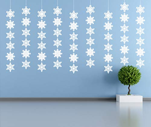 Jollylife 12Pcs Snowflake Garland Winter Party Wonderland Birthday Decorations - Christmas Snow Flake Streamers Strings Hanging Decor #TOP4