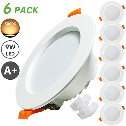 Preisvergleich Produktbild Kimjo LED Einbaustrahler Flach 9W 620LM 3000K Warmweiß Deckeneinbauleuchte, Entspricht 90W Glühlampe, AC185-265 V, Nicht dimmbar LED Spots Einbauleuchte 6 Stück für Wohnzimmer Schlafzimmer Küche