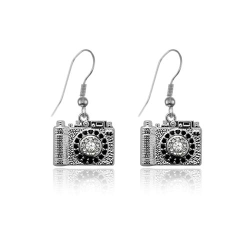 Inspired Silver - Vintage Camera - Silver Dangle Earrings for