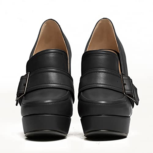 Image of SHODENSE Women Vintage Chunky Platform Loafers Pumps Tassel Round Closed Toe Slip On Suede Block High Heel Dress Loafer Shoes Buckle Strap Oxford Loafers Fringe Pump Dressy Chic Sexy Y2k 4-11 M US
