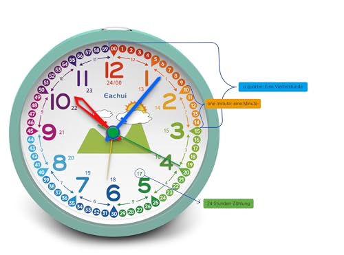 Kinderwecker ohne Ticken Eachui – Analog Quarzwecker mit Nachtlicht