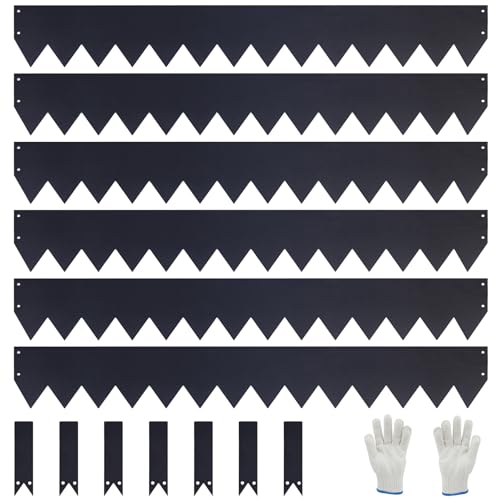 6er-Set feuerverzinkte Rasenkante mit Pulverbeschichtung, 100x20 cm (LxH), Metall-Beeteinfassung, mit 7 Erdclips für Rasen und Gartenwege, 6 m Gesamtlänge #LYLB08BK-DE