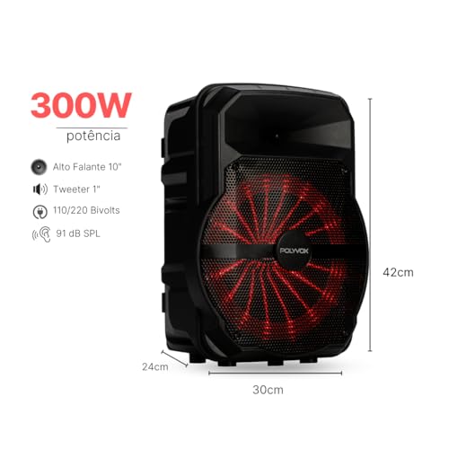 Polyvox, 2 Caixa De Som Amplificada XC-710T TWS Polyvox Bluetooth 300w Woofer 10 Polegadas