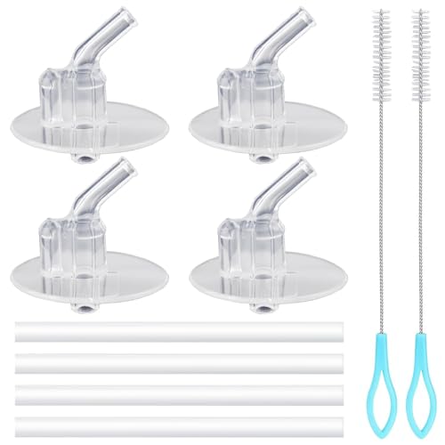 Replacement Straws, 4 Pcs Silicone Straws Set With Cleaning Brushes For 12 Oz Bottle