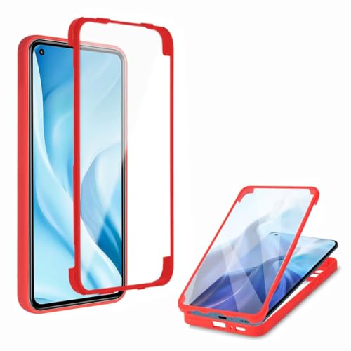 Haygdz Funda para Realme C25/Realme C25S, 360 Grados Antichoque Protección Carcasa Fundas con Protector de Camara Antigolpes Bumper Realme C25/Realme C25S (Rojo)