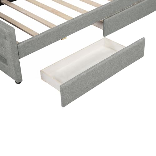 Bellemave Twin XL Upholstered Daybed with LED Lights, Twin XL Corner Daybed Frame with Drawers for Living Room, Linen, Light Gray by Bellemave - Used condition - Image 8