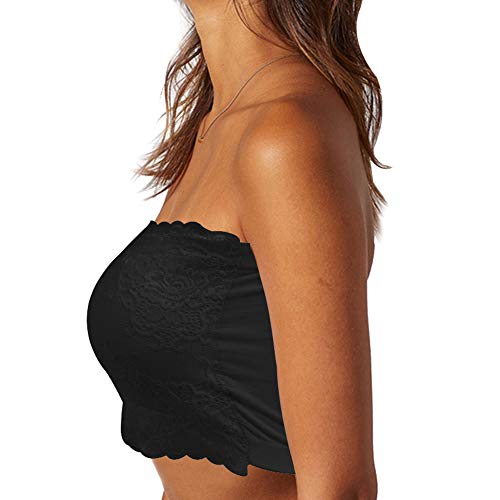 Jpgo Strapless Bras For Women Bandeau Bra Padded Basic Wireless Bra Strapless Bralette For Women Girls Crop Top Full Coverage Tube Bra For Off The Shoulder Tops Lace Invisible Bra Black&Beige&White, M #TOP3