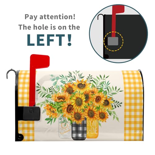 Image of Spring Summer Sunflowers Large Mailbox Covers Magnetic Oversized 25.5X21 Inch Yellow Floral Flower Decorative Mailbox Cover Wraps Post Letter Box Decor for Home Garden Yard Outdoor Decoration