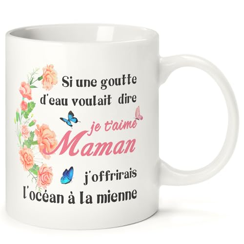 Tukeoo Idee Cadeau Fete des Meres Tasse a Café 350 ml, Cadeaux Maman Original Mug Anniversaire Mamie Tasse à thé pour Noel Fete des Meres Amies Saint Valentin Grand-Mère