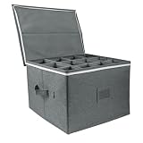 Firmlly Wine Glass Storage Box, Stemware Storage Case with Dividers, Protective Container Box Holds
