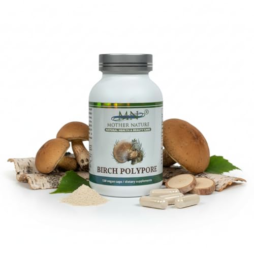MN Mother Nature Birch Polypore Mushroom Supplement 1000mg - 120 Vegan Capsules - Rich in Beta Glucans & Triterpenes - Made in USA - 60 Day Supply