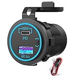 Gkikirty ラップトップ用 USB コンセント USB C 車用充電器 ソケット 65W PD 12V 車 ボート トラック用 ブラック