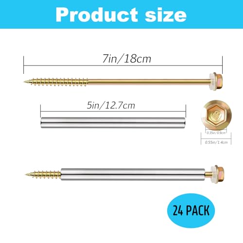 24 Pack 7\'\' Gutter Screws with Stainless Steel Sleeve,for 5-Inch Roof Gutter Repair,Gutter Screws White,Durable Gutter Nails - Thumbnail 3