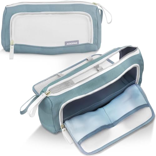 Acropaq Estuche Escolar - Gran Capacidad (1,2 L), con 3 Compartimentos, para niña, niño y Adultos, Verde - Estuche portatodo, Cartucheras Escolares, Pencil Case