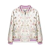 WELAKEN Girls Lightweight Bomber Jacket – Zip-Up Heart Jacket with Pockets for Kids,6-7Y