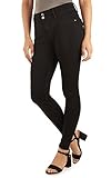 Angels Forever Young Curvy Skinny Jeans for Women, Denim with Contour Waistband- Petite, Midsize, Plus Size - Onyx/Black, 24W
