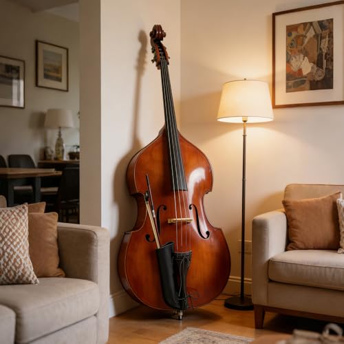 Hicoolmam Upright Bass Bow Quiver, Leather Bass Bow Case, Sturdy Bow Holder Bag for German and French Bass Bows, Black Bass Instrument Strings Accessories - Thumbnail 3