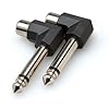 Hosa Tech GPR-123 RCA naar 1/4″ TS haakse adapters (Pack van 2)