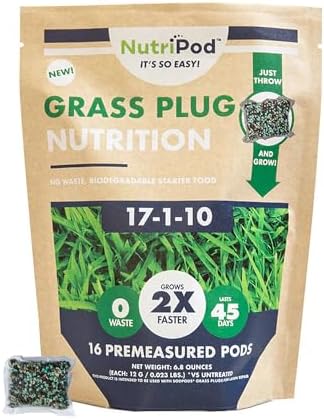 NutriPod for Grass Plugs, Grass Plug Fertilizer, Planting Starter Pods, Premeasured Biodegradable Nutrition, 2X Faster Root Growth & Lawn Coverage, Easy to Use Lawn Starter Food, 16-Pack