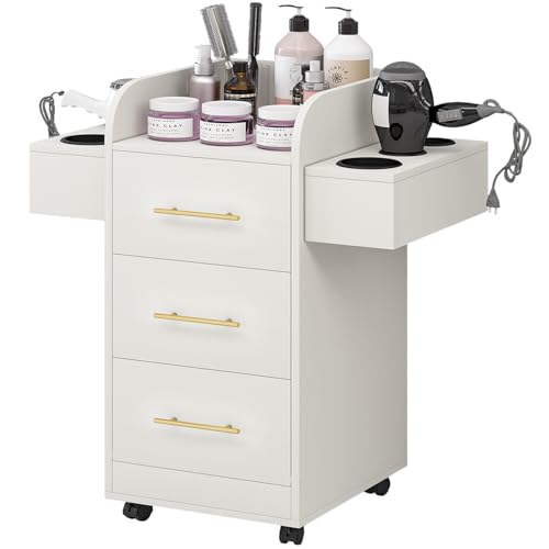 Beauty Salon Station for Hair Stylist, Salon Station Storage Cabinet with Wheels, Rolling Beauty...