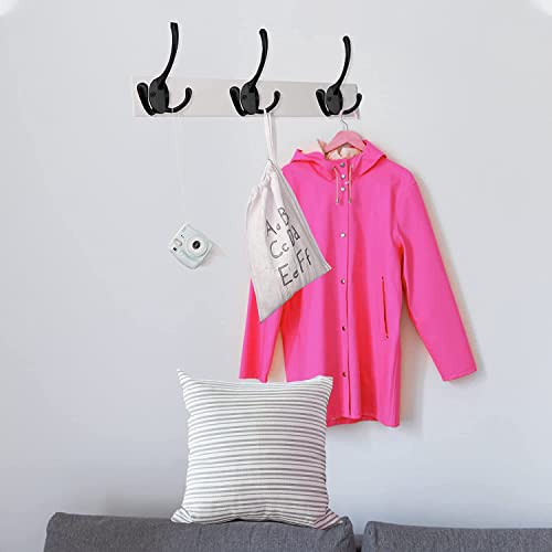 5 Pack Triple Coat Hook Heavy Duty Robe Hooks Wall Mounted For Hat Towel Clothes, Three Prongs Retro Coats Hangers Hardware Zinc Alloy Hook For Farmhouse Bathroom Backdoor Mudroom, Black #TOP3