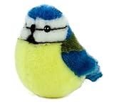 abwaschbar Teddys Rothenburg Kösen, Blaumeise, 14 cm, sitzend, gelb/blau, Stoffblaumeise, Plüschvogel