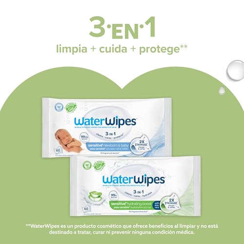 Miniatura 7 de Waterwipes Sensitive Baby Toddler Wipes, Toallitas Para Bebés Y Niños Pequeños, 720 Unidades Paquete De 12 , 3 En 1 Limpia, Cuida, Protege, 99,9 Agua, Textura Limpia, Sin Perfume