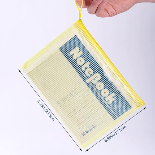 Qualsen 24pcs Mesh Zipper Pouch, Waterproof Mesh Zipper Pouch Bags, A5 Multicolor Plastic Organization Bags for Travel Storage, Office Appliances and Home Organization