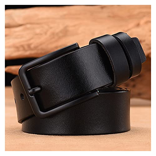 ZZDH Herren Leder GüRtel Gürtel Herren Ledergürtel,für Männer Jeans Anzug Leder Schwarz 38mm Breit Kürzbar (Color : Black1, Size : 100) Cover