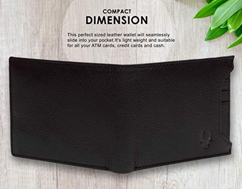 Image of WildHorn Old River Genuine Mens Leather Wallet (Black, Free Size)