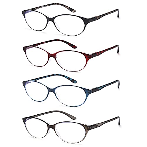 Eyeurl 4 Pairs Reading Glasses For Women Men Anti Blue Light Blocking Computer Readers Glasses With Pouches,1.5 #TOP1