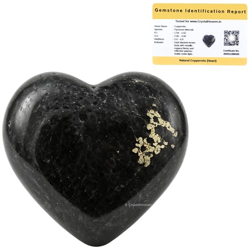 Image of Nuummite Crystal Heart Palm Pebbles Stones for Anxiety Stress Relief Massage - AAA Grade Original Healing Gemstone Agate Heart Palm Stone for Yoga Meditation Spiritual