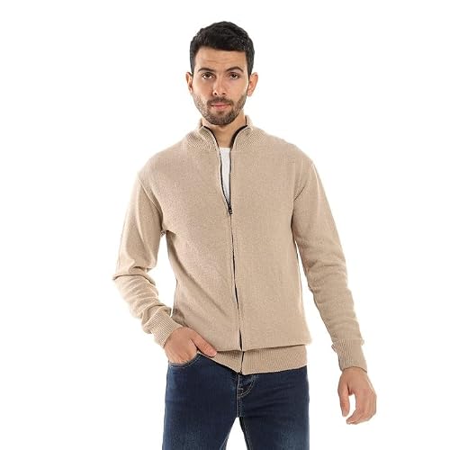 Andora-long sleeves solid beige winter sweater_m- Regular