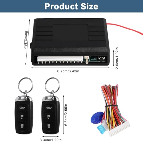 Image of STHIRA Keyless Entry System Wiring Kit Compatible with 12V Car Remote Central Locking, DIY Vehicle Modification Harness with Control Module, 2 Remote Keys, Wiring Kit and Protective Fuse