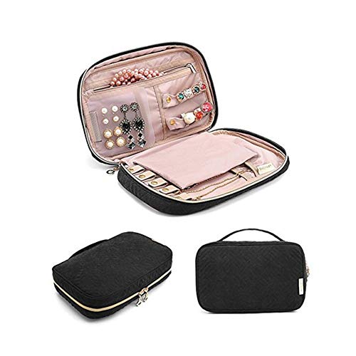 Rysmliuhan Shop Coffrets à Bijoux Voyage Boite Bijoux Bijoux Affichage Boîte à Bijoux De Charme Jolie Boîte à Bijoux Bracelet Boîte De Rangement Black Cover