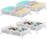 PHINOX Caja de Almacenaje Bajo Cama Blanco - 4 Piezas, Caja Metálica Resistente...